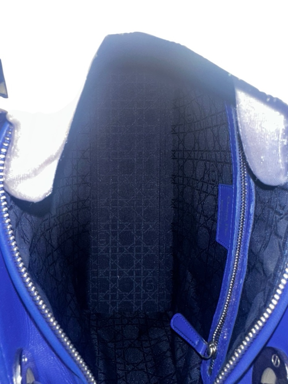 18-26 Preloved Christian Dior’s Lady Dior Cobalt Blue Lambskin Leather, Large - Picture 13 of 13